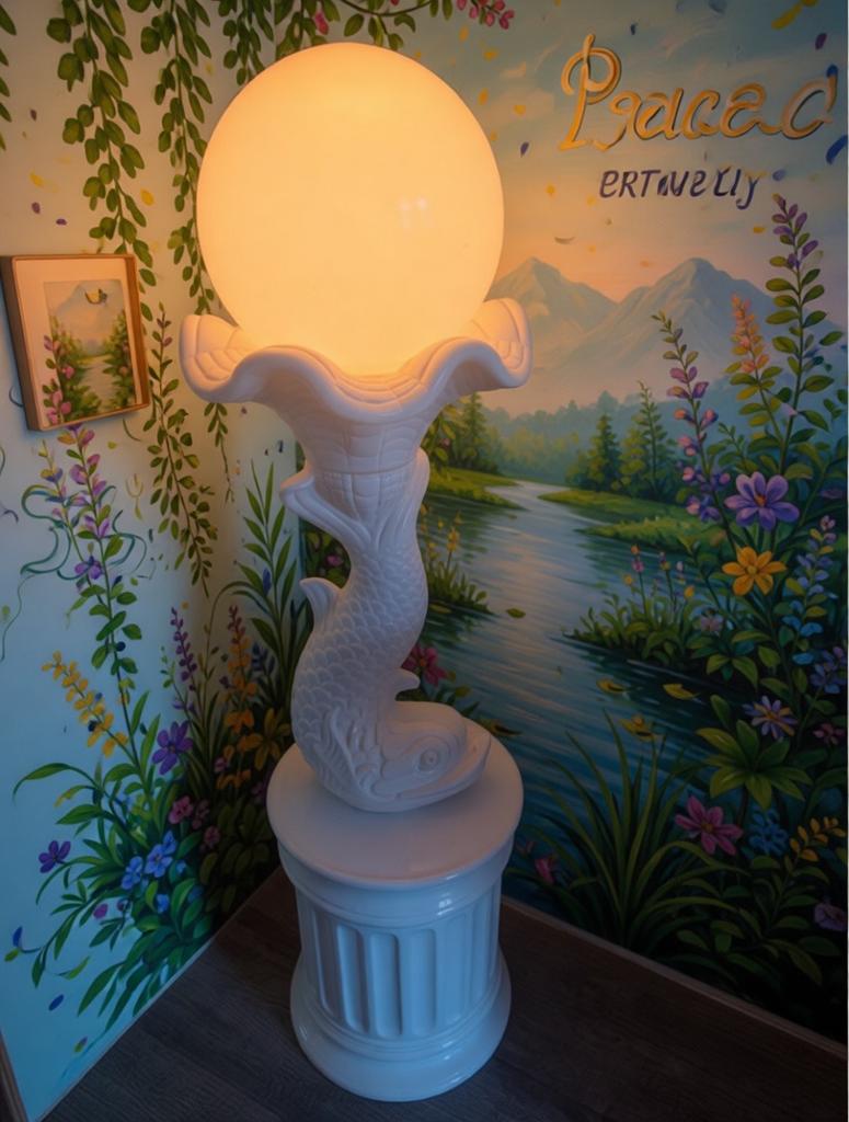 Vintage Vis Lamp met Visvoet., Antiek en Kunst, Antiek | Lampen, Ophalen of Verzenden