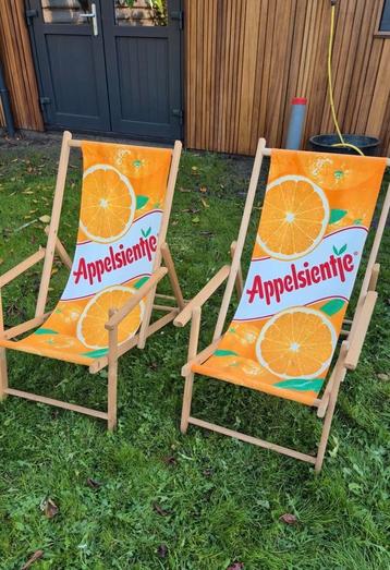 Vintage Appelsientje Ligstoelen - Inklapbaar beschikbaar voor biedingen