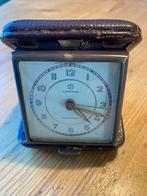 Vintage Reiswekker Junghans met Bruin Lederen Behuizing, Antiek en Kunst, Ophalen of Verzenden