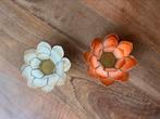 Hand gemaakte lotus waxinelichthouders, Ophalen of Verzenden, Zo goed als nieuw, Wit, Metaal