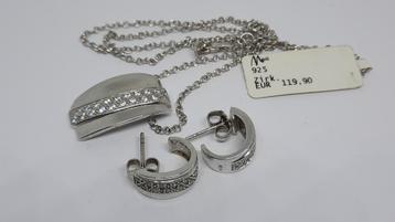 Merii Oorbellen en Ketting Set 925 Silver Zirkoon beschikbaar voor biedingen