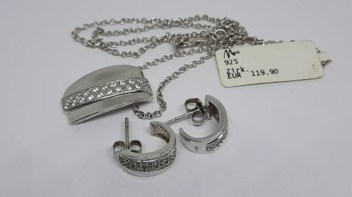 Merii Oorbellen en Ketting Set 925 Silver Zirkoon, Sieraden, Tassen en Uiterlijk, Oorbellen, Nieuw, Knopjes of Stekers, Zilver