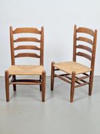Set 2 Vintage Brutalist Charlotte Perriand stoel Cane '60, Riet of Rotan, Twee, Vintage, Ophalen of Verzenden
