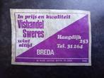 Lucifermerk Breda Vishandel Sweeres (paars) De Kloof, Verzamelen, Ophalen, Gebruikt, Luciferdoosjes of -merken