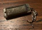 Oude mini mondharmonica hout metaal 4 gaten sleutelhanger, Ophalen of Verzenden, Gebruikt