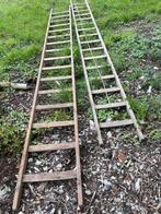 Lange vintage houten ladder goede staat, Doe-het-zelf en Verbouw, Ladders en Trappen, Ophalen, Gebruikt, Ladder, Opvouwbaar of Inschuifbaar