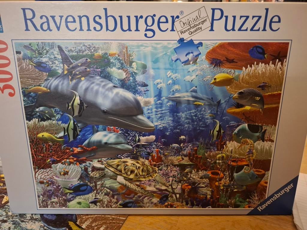 Ravensburger Puzzel - Dolfijnen - 3000 stukjes, Ophalen of Verzenden, Meer dan 1500 stukjes, Zo goed als nieuw, Legpuzzel