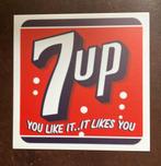 7up retro   reclamebord   1mm plastic 24cm, Verzamelen, Reclamebord, Ophalen of Verzenden, Zo goed als nieuw