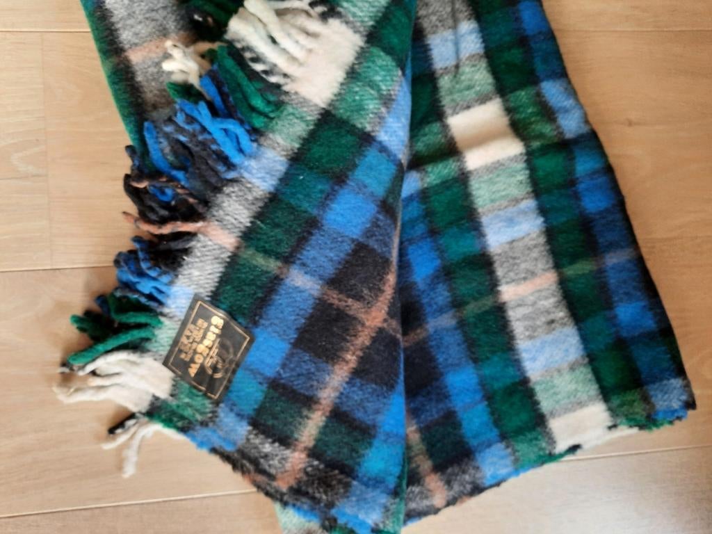 Vintage wollen deken/plaid - Glasgow, Huis en Inrichting, Woonaccessoires | Plaids en Woondekens, Ophalen of Verzenden, Nieuw