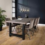 Leuke grijze tafel eettafel Osaka metaal en hout 165x85