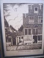 Straatje van Vermeer, Mooie Litho/houtdruk v.d BOGAERT, Antiek en Kunst, Ophalen