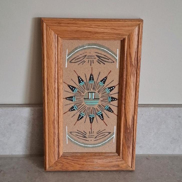 Navajo Zandschilderij Ingelijst - Authentiek Kunstwerk, Antiek en Kunst, Kunst | Niet-Westerse kunst, Ophalen of Verzenden