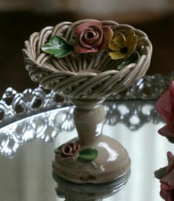 Schaaltje - decoratie - roosjes - shabby chic - brocant - me beschikbaar voor biedingen