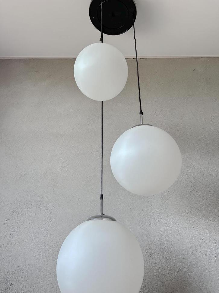 Vintage Peill en Putzler cascade lamp, Huis en Inrichting, Lampen | Hanglampen, Gebruikt, 75 cm of meer, Glas, Metaal, Ophalen