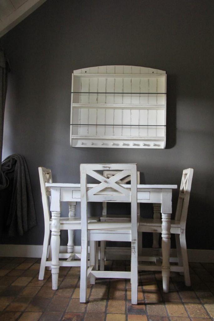 tafel+stoelen+wandrek flamant, Huis en Inrichting, Stoelen, Zo goed als nieuw, Vier, Hout, Wit, Ophalen