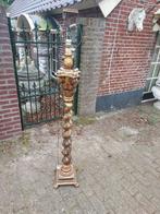 Antieke vergulde houten staande schemerlamp ca. 1900., Antiek en Kunst, Antiek | Lampen, Ophalen