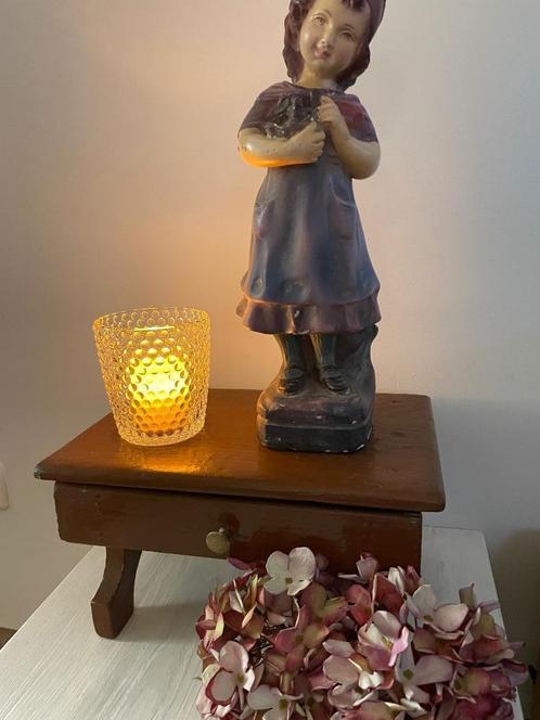 Frans brocante opstapje / krukje met lade, Antiek en Kunst, Curiosa en Brocante, Ophalen of Verzenden