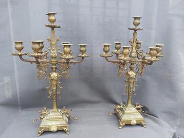 Set Koperen Antieke Gedetailleerde Kandelaren Klassiek 55cm. beschikbaar voor biedingen