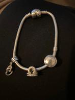 Pandora armband met 3 bedels, Sieraden, Tassen en Uiterlijk, Armbanden, Ophalen of Verzenden, Zo goed als nieuw, Zilver, Met bedels of kralen