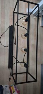 Industriële hanglamp met vier lichtpunten, Gebruikt, Ophalen of Verzenden, Metaal, Minder dan 50 cm
