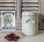 Franse lichtgrijze olijven gres pot met deksel, Ophalen of Verzenden