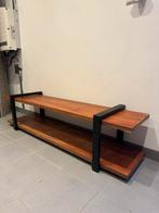 Tv meubel met kersenkleurig hout en staal -bezorgen mogelijk, Huis en Inrichting, Ophalen, Gebruikt, 150 tot 200 cm, Minder dan 100 cm