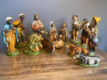 Oude set kerststalfiguren papier-maché italy jaren 50/60 beschikbaar voor biedingen