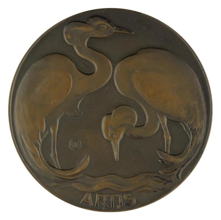 PENNING VPK 1930 Tjipke Visser : Natura Artis Magistra º, Postzegels en Munten, Penningen en Medailles, Brons, Nederland, Verzenden