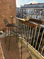 Zwarte stalen barkrukken voor balkon - 75cm zithoogte, Gebruikt, Rvs, Stoel, Tuinset