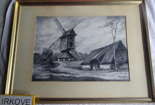 GEMENGDE TECHNIEK HOUTSKOOL * BOKRIJK BELGIË * In Lijst *, Antiek en Kunst, Kunst | Tekeningen en Foto's, Verzenden