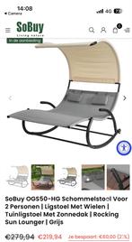 Schommelstoel voor 2 personen met zonnedak, Ophalen of Verzenden, Nieuw, Metaal, Verrijdbaar