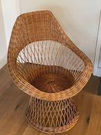 Vintage rieten stoel jaren 70, Huis en Inrichting, Stoelen, Gebruikt, Bruin, Riet of Rotan, Ophalen of Verzenden