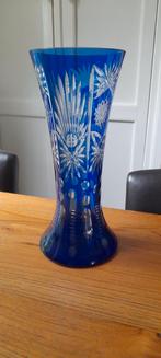 Kobalt blauwe vaas ,Val Saint Lambert ,  30 cm , crystal, Antiek en Kunst, Antiek | Glas en Kristal, Ophalen of Verzenden