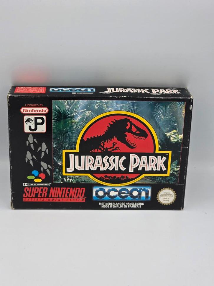 Jurassic Park SNES PAL Compleet met Doos en Protector, Spelcomputers en Games, Games | Nintendo Super NES, Gebruikt, Avontuur en Actie