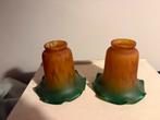 2 jugendstil lampenkapjes pate de verre, Rond, Ophalen of Verzenden, Zo goed als nieuw, Minder dan 25 cm