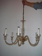 vintage amberkleurige glazen Murano kroonluchter, zes armig, Ophalen, Zo goed als nieuw, Glas