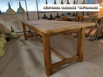 Stoere oud eiken wagonplanken kloostertafel op maat beschikbaar voor biedingen