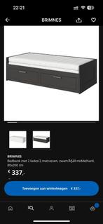 Brimnes bed, 90x200, zwart, met matras, Huis en Inrichting, Slaapkamer | Bedden, Ophalen, 90 cm, Eenpersoons, Zwart