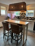 Bartafel met rieten krukken en Riviera Maison lamp, Ophalen, Gebruikt