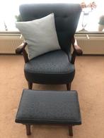 Vintage fauteuil + voetenbankje - NOG 4 DAGEN ACTIEF !!!, Ophalen, Zo goed als nieuw, 75 tot 100 cm, Stof