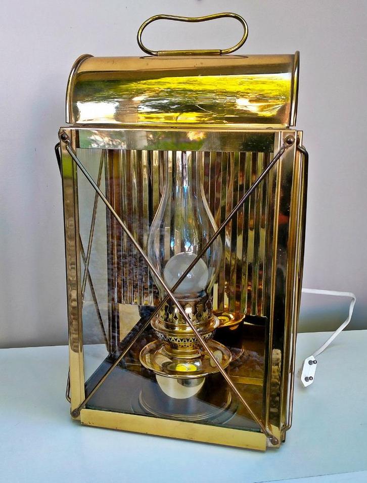 Koperen Lamp Scheepslamp Schipperslamp Schemerlamp Tafellamp, Huis en Inrichting, Lampen | Tafellampen, Zo goed als nieuw, Metaal
