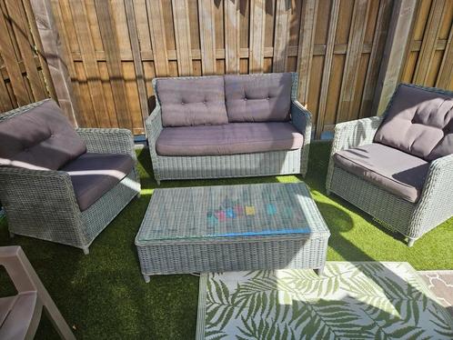 Leuke tuinset! Grijs kunst rotan., Tuin en Terras, Tuinsets en Loungesets, Gebruikt, Ophalen