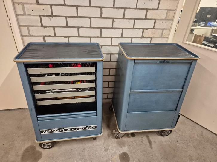 2x Gedore adjutant Gereedschapswagen met inhoud, Doe-het-zelf en Verbouw, Gereedschapskisten, Gebruikt, Gevuld, Ophalen of Verzenden