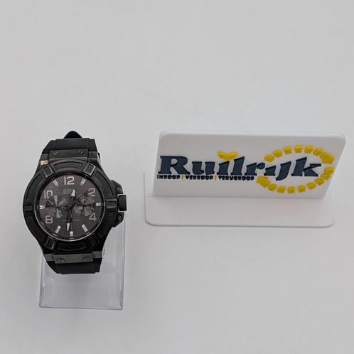 Guess Rigor W0040G2 herenhorloge 44mm zwart gun metal - Zgan, Sieraden, Tassen en Uiterlijk, Horloges | Heren, Zo goed als nieuw