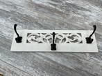 Kapstok wit met 3 zwarte haken 50 cm breed 14 cm hoog, Gebruikt, Minder dan 100 cm, Hout, Ophalen