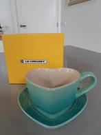 Le Creuset Hartvormige Mok met Schotel Cool Mint, Nieuw, Ophalen of Verzenden, Overige stijlen, Kop(pen) en/of Schotel(s)
