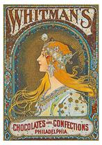 Alphonse Mucha Whitmans Chocolat Art nouveau Affiche Poster, Antiek en Kunst, Verzenden