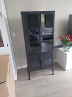 Industriële Zwart Metalen Vitrinekast, Huis en Inrichting, Kasten | Vitrinekasten, Ophalen, 50 tot 100 cm, Glas, 25 tot 50 cm