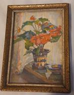 Prent bloemboeket achter glas, Antiek en Kunst, Kunst | Schilderijen | Klassiek, Ophalen of Verzenden