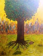 Schilderij, acryl op doek, Boom (handgeschilderd), Ophalen of Verzenden